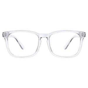 TIJN Blue Light Blocking Glasses for Women Men Clear Frame Square Nerd Eyeglasses Anti Blue Ray Computer Screen Glasses