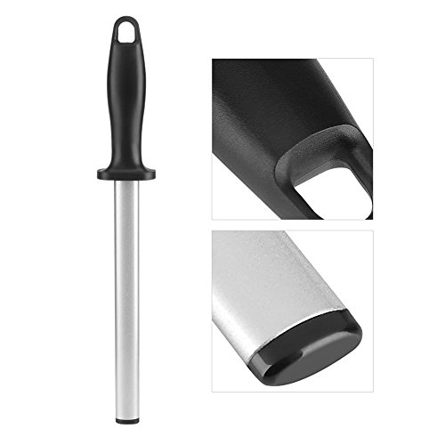 Diamonds Sharpening Steel, 8 Inch Professional Extra Fine Oval Knife Sharpener Steel Rod Kitchen Diamonds Coated Honing Steel for Chefs Honing Butcher Knives