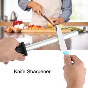 Diamonds Sharpening Steel, 8 Inch Professional Extra Fine Oval Knife Sharpener Steel Rod Kitchen Diamonds Coated Honing Steel for Chefs Honing Butcher Knives