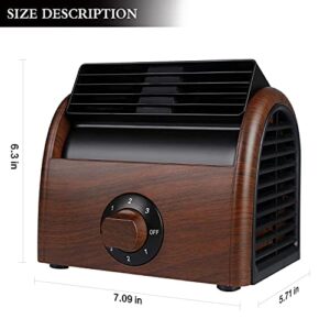 POOCCI Desk Fan Personal Quiet Powerful Small Table Fans Retro Bladeless Fans for Home Office Bedroom Bedside with 3 Speeds