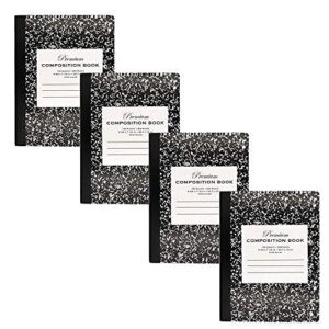 emraw premium black marble composition book wide ruled paper office dairy note books 100 sheet meeting notebook journals hard cover pack of 4 writing book for school