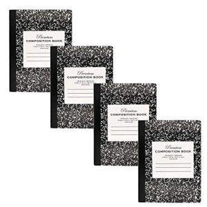 Emraw Premium Black Marble Composition Book Wide Ruled Paper Office Dairy Note Books 100 sheet Meeting Notebook Journals Hard cover Pack Of 4 Writing Book For school