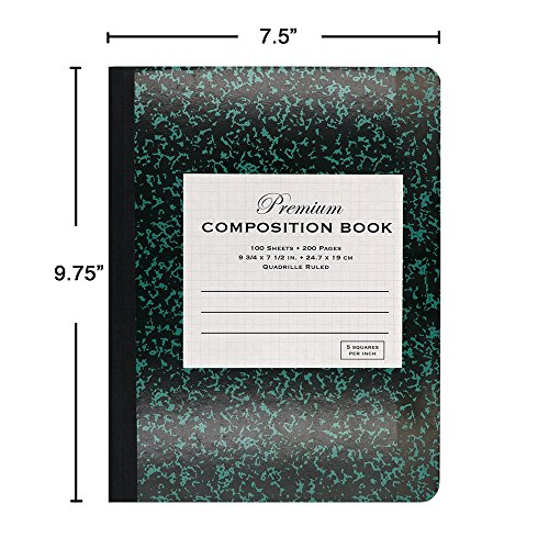 Emraw Green Marble Composition Book Quad Ruled Paper 100 Sheet Office Dairy Drawing Note Books Journals Meeting Notebook Hard cover Pack Of 4 Writing Book For school