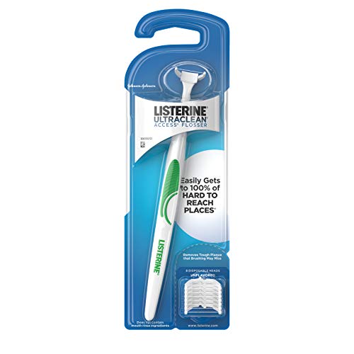 Listerine Ultraclean Access Flosser + 8 Refill Dental Flosser Heads, Oral Care and Hygiene (Pack of 2)