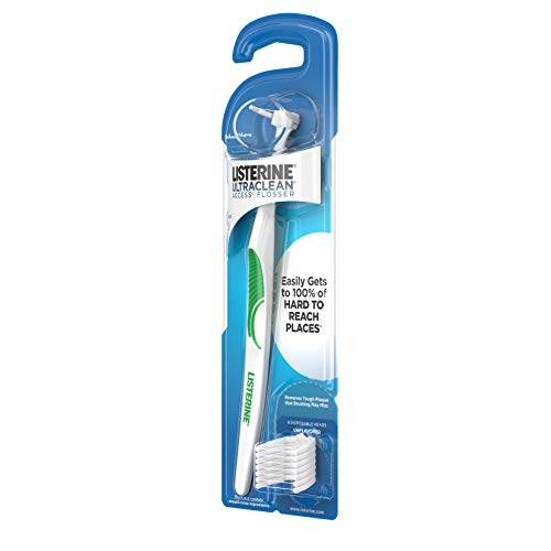 Listerine Ultraclean Access Flosser + 8 Refill Dental Flosser Heads, Oral Care and Hygiene (Pack of 2)