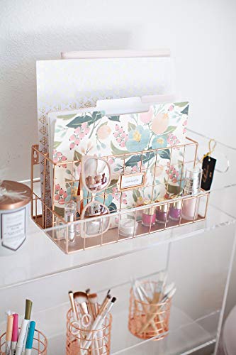 Blu Monaco Rose Gold Desk Organizer - Mail Organizer - 2 Tier Mail Basket - Metal Mail Sorter Inbox - Desk Accessories Women Office