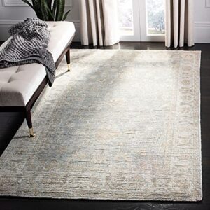 safavieh maharaja collection area rug - 9' x 12', light blue & ivory, hand-knotted traditional viscose, ideal for high traffic areas in living room, bedroom (mhj415a)