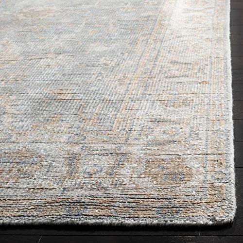 SAFAVIEH Maharaja Collection Area Rug - 9' x 12', Light Blue & Ivory, Hand-Knotted Traditional Viscose, Ideal for High Traffic Areas in Living Room, Bedroom (MHJ415A)