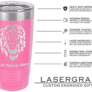 LaserGram 20oz Vacuum Insulated Tumbler Mug, Giraffe, Personalized Engraving Included (Pink)