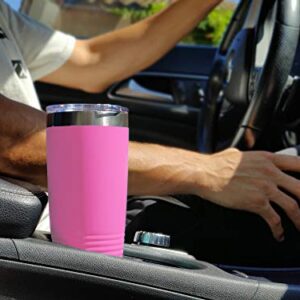 LaserGram 20oz Vacuum Insulated Tumbler Mug, Giraffe, Personalized Engraving Included (Pink)