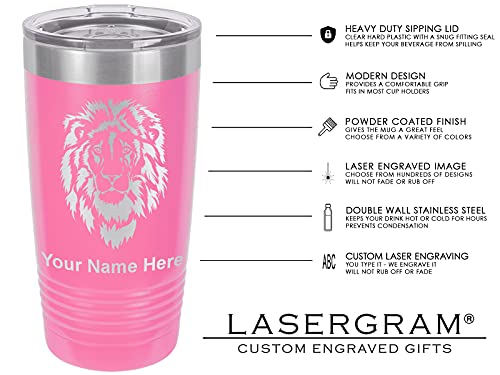 LaserGram 20oz Vacuum Insulated Tumbler Mug, Mermaid, Personalized Engraving Included (Pink)