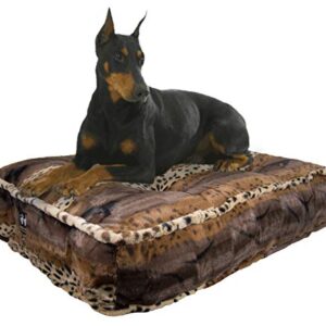 Bessie and Barnie Wild Kingdom Luxury Extra Plush Faux Fur Rectangle Pet/Dog Bed (Multiple Sizes)