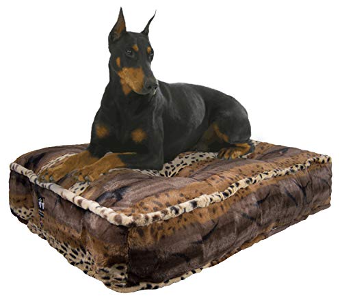 Bessie and Barnie Wild Kingdom Luxury Extra Plush Faux Fur Rectangle Pet/Dog Bed (Multiple Sizes)