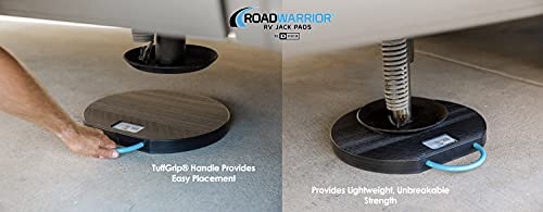 RoadWarrior Heavy Duty RV Jack Pad - Lightweight, Stackable, Waterproof, Unbreakable Outrigger Pad with Ergonomic TuffGrip Handle (One Pad,15"X1.5")