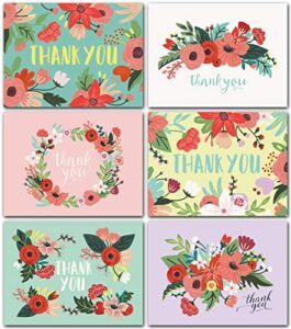 sweetzer & orange floral thank you cards bulk box set of 48 blank cards with envelopes - baby shower note cards, wedding thank you cards or bridal shower thankyou card - 4.25 x 5.75