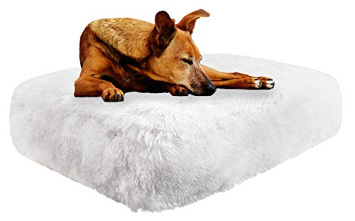 Bessie and Barnie Rectangle Dog Bed - Extra Plush Faux Fur Dog Bean Bag Bed - Fluffy Dog Beds for Large Dogs - Waterproof Lining and Removable Washable Cover - Multiple Sizes & Colors Available