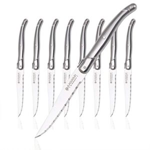 laguiole by hailingshan steak knives serrated edge sharp light premium dishwasher safe stainless steel knife set of 8 silverware with gift box