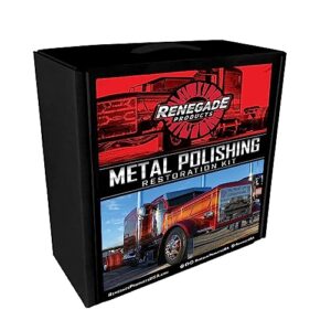 renegade products big rig & semi truck metal polishing complete kit with buffing wheels, buffing compound, safety flanges, polishing accessories and rebel red liquid metal polish