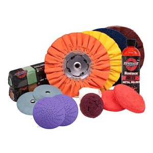 Renegade Products Big Rig & Semi Truck Metal Polishing Complete Kit with Buffing Wheels, Buffing Compound, Safety Flanges, Polishing Accessories and Rebel Red Liquid Metal Polish