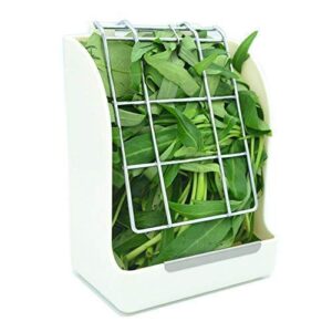 rubyhome hay feeder/rack less wasted hay - ideal for rabbits/guinea pigs/chinchillas/hamsters - keeps grasses clean and fresh (white)