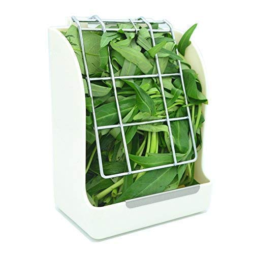 RUBYHOME Hay Feeder/Rack Less Wasted Hay - Ideal for Rabbits/Guinea Pigs/Chinchillas/Hamsters - Keeps Grasses Clean and Fresh (White)