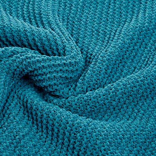 Amazon Basics Knitted Chenille Throw Blanket - 60 x 80 Inches, Teal