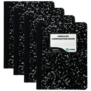 emraw black marble composition book unruled paper 100 sheet office dairy drawing note books journals meeting notebook hard covers pack of 4 writing book for school