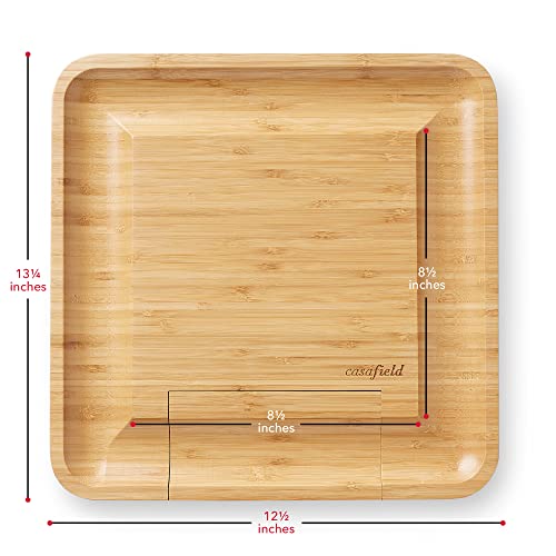 Casafield Organic Bamboo Cheese Cutting Board & Knife Gift Set - Wooden Serving Tray for Charcuterie Meat Platter, Fruit & Crackers - Slide Out Drawer with 4 Stainless Steel Knives