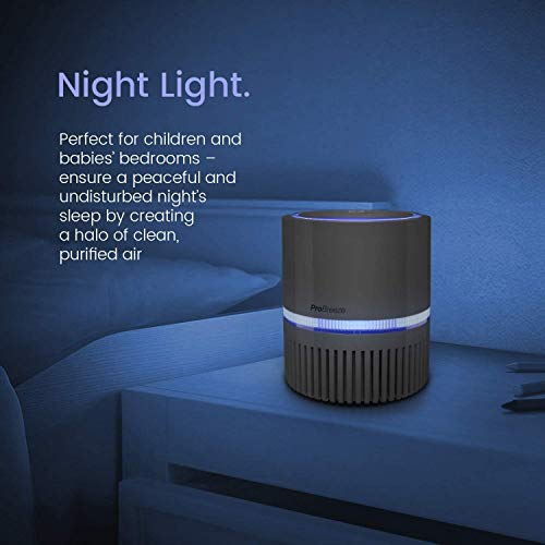 Pro Breeze Small Air Purifier HEPA - Air Purifier with True HEPA Filter, 99.7% Smoke, Dust, Pollen, with Night Light and Negative Ion Generator - Desktop Air Purifiers for Bedroom, Room, Home Office