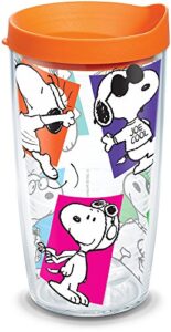 tervis peanuts multi-snoopy made in usa double walled insulated tumbler cup keeps drinks cold & hot, 16oz, clear