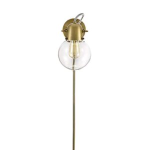 Amazon Brand – Rivet Mid-Century Modern Single Glass Globe Plug-In Wall Sconce With LED Light Bulb - 9.5 x 6.25 x 9.75 Inches, Gold Satin Brass - 21168-001