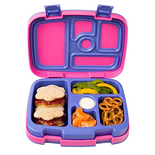 Bentgo® Kids Brights Bento-Style 5-Compartment Lunch Box - Ideal Portion Sizes for Ages 3 to 7 - Leak-Proof, Drop-Proof, Dishwasher Safe, BPA-Free, & Made with Food-Safe Materials (Fuchsia)