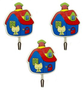 hand 0646 pack of 3 kitty house powerful self adhesive hooks - easy to attach and multi-purpose - load 1.5 kg each hook