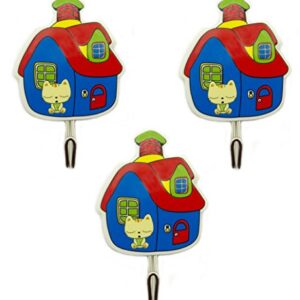 HAND 0646 Pack of 3 Kitty House Powerful Self Adhesive Hooks - Easy to Attach and Multi-purpose - Load 1.5 Kg Each Hook