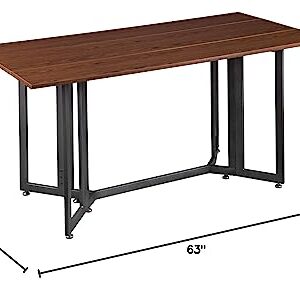 SEI Furniture Driness Drop Leaf Console to Dining Convertible Table, Dark Tobacco, Gunmetal Gray