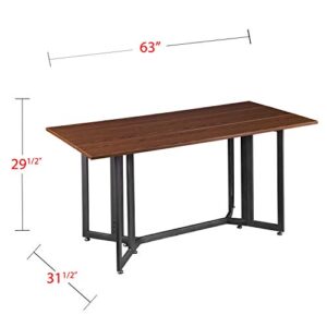 SEI Furniture Driness Drop Leaf Console to Dining Convertible Table, Dark Tobacco, Gunmetal Gray