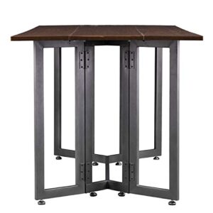 SEI Furniture Driness Drop Leaf Console to Dining Convertible Table, Dark Tobacco, Gunmetal Gray