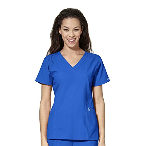 WonderWink W123 Women’s Stylized V-Neck Scrub Top — Royal, 2X