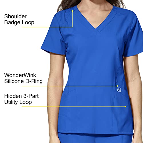 WonderWink W123 Women’s Stylized V-Neck Scrub Top — Royal, 2X