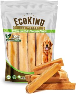 ecokind pet treats gold yak dog chews | grade a quality, healthy & safe for dogs, odorless, treat for dogs, keeps dogs busy & enjoying, indoors & outdoor use (large (pack of 5))
