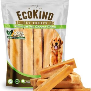 EcoKind Pet Treats Gold Yak Dog Chews | Grade A Quality, Healthy & Safe for Dogs, Odorless, Treat for Dogs, Keeps Dogs Busy & Enjoying, Indoors & Outdoor Use (Large (Pack of 5))