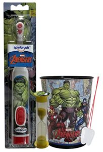 l&e products marvel avengers 3pc bright smile oral hygiene bundle. turbo powered toothbrush, brushing timer & mouthwash rinse cup. plus dental gift bag & tooth saver necklace (3 piece, hulk)