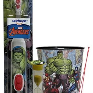 L&E Products Marvel Avengers 3pc Bright Smile Oral Hygiene Bundle. Turbo Powered Toothbrush, Brushing Timer & Mouthwash Rinse Cup. Plus Dental Gift Bag & Tooth Saver Necklace (3 Piece, Hulk)