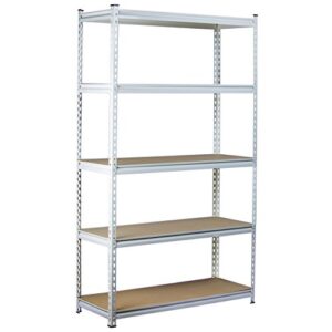 king’s rack 5-tier black steel storage rack boltless shelving tier height adjustable 36" w x 18" d x 72" h (white)