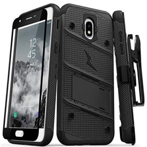 zizo bolt series samsung galaxy amp prime 3 case military grade drop tested with tempered glass screen protector holster black