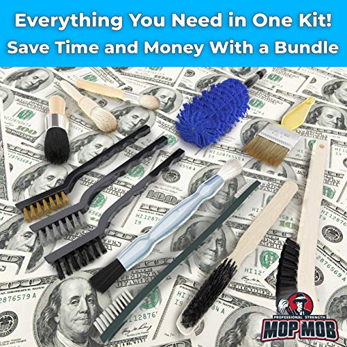 Pro-grade Auto Detailing Brush Kit 12 Pack. Ultra Value Set For Interior and Exterior Car Care. Clean Every Crevice with Gentle, Scratch-Free Natural Detailing Brushes and Heavy-Duty Wire Scrubbers