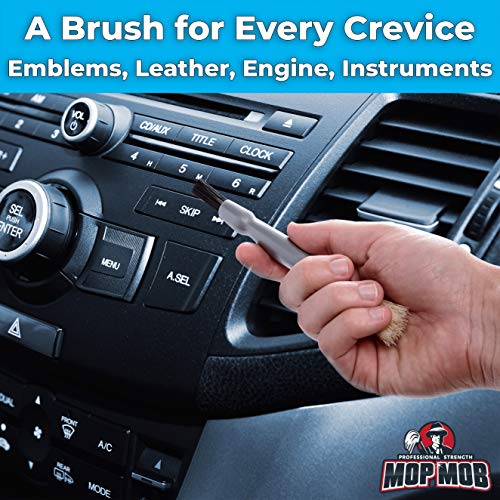 Pro-grade Auto Detailing Brush Kit 12 Pack. Ultra Value Set For Interior and Exterior Car Care. Clean Every Crevice with Gentle, Scratch-Free Natural Detailing Brushes and Heavy-Duty Wire Scrubbers