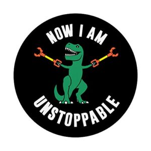 Now I Am Unstoppable Funny T-Rex PopSockets PopGrip: Swappable Grip for Phones & Tablets