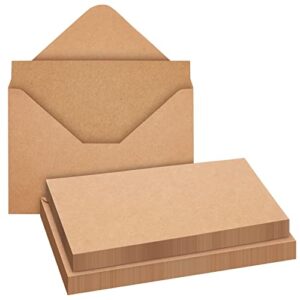 48 Packs Blank Brown Cards with Envelopes, 4x6 Printable Postcards for Wedding Invitations, Birthdays, Baby Showers