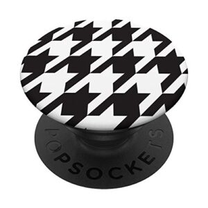 houndstooth black and white pattern print popsockets popgrip: swappable grip for phones & tablets